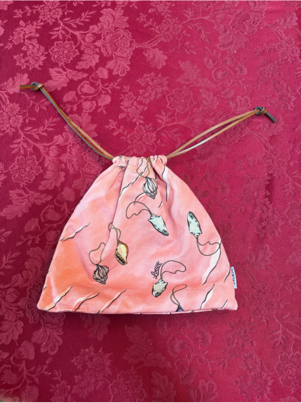 Loewe Pink & Brown Canvas Paula's Ibiza Cosmetic Bag With Seashell Motif - Picture 1 of 6